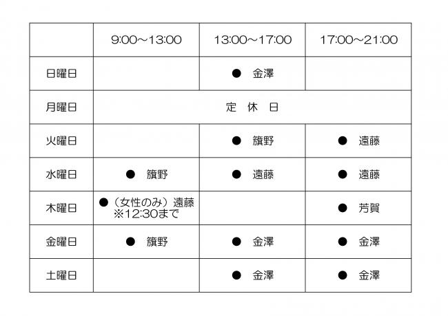 ・変更後の営業時間、担当インストラクター