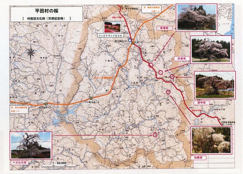 桜の名所（平田村指定文化財）の地図の画像