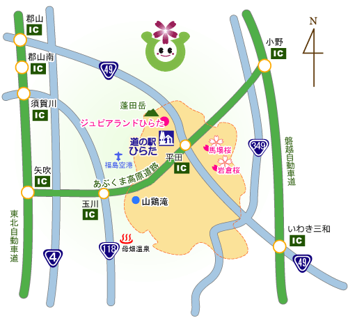 道の駅ひらたの地図の画像