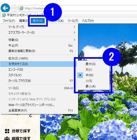 お使いのブラウザでの変更方法